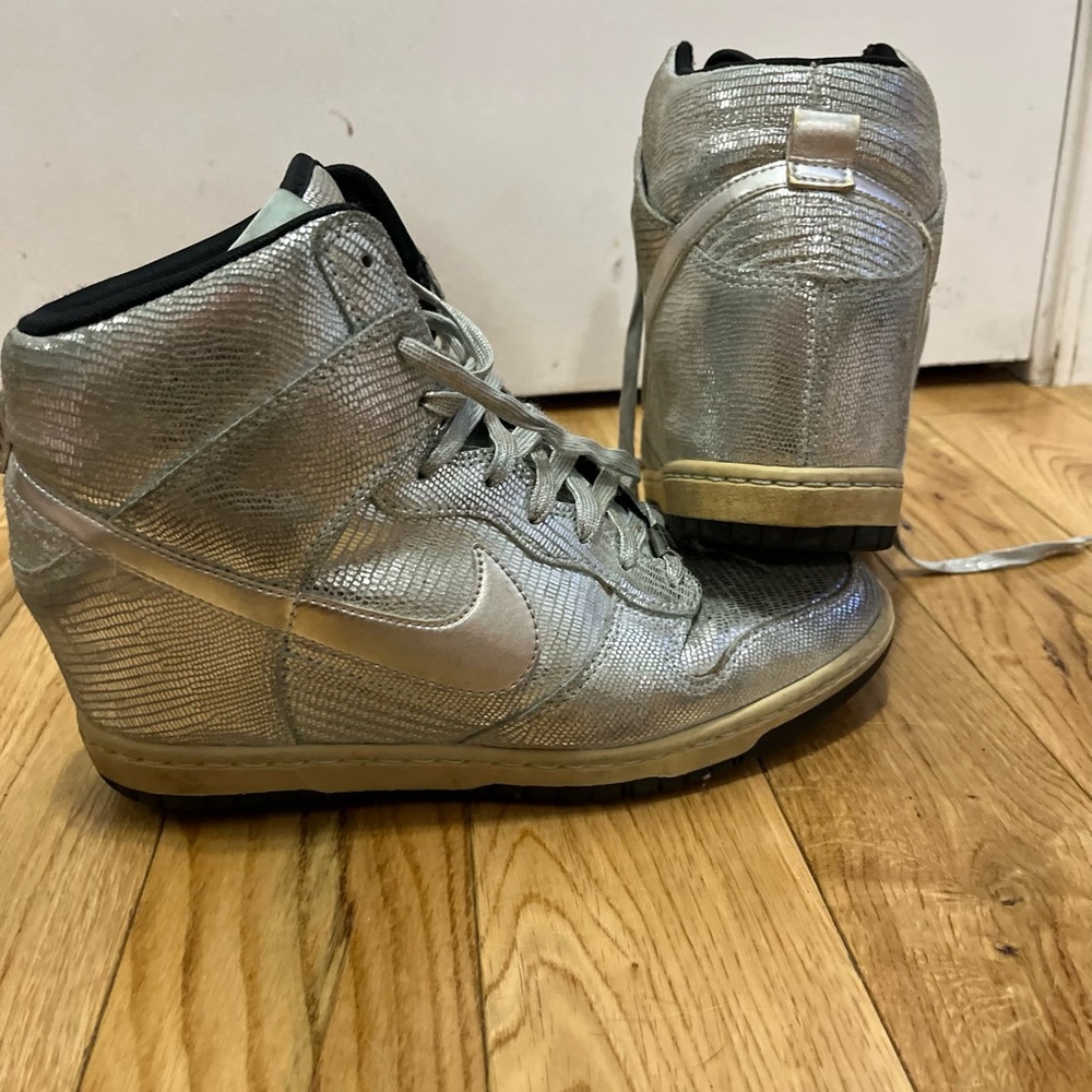 Nike WMNS Dunk SKY HI “Disco Ball” 637991-001 Metallic Silver/Glacier Ic…